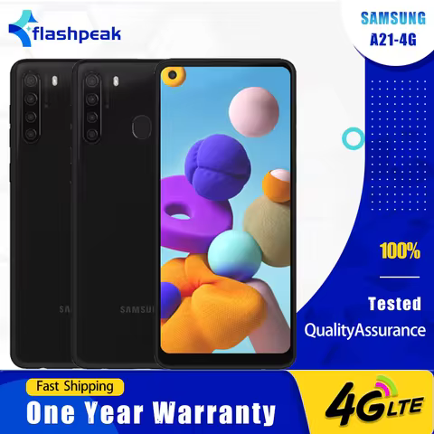 Original Samsung Galaxy A21 A215U 4G Mobile Phone 6.5'' IPS LCD 3GB+32GB 16MP+8MP+2MP+13MP MT6765 Oc