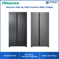 Hisense 660L Peti Sejuk Side by Side Inverter Fridge RS708N4ABN1 / RS708N4ASN1 Refrigerator