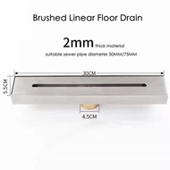 Matte Black Floor Trap Bathroom Linear Floor Drain 2.0MM Thick SUS304 Stainless Steel Floor Drain Shower Bathroom Trap Set