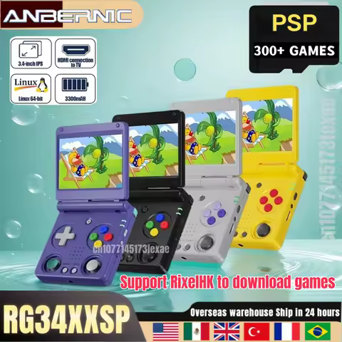 ANBERNIC RG34XXSP Flip Handheld Console 3.4" IPS Screen Linux 64-bit H700 Supports 5G WIFI Bluetooth