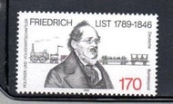 【流動郵幣世界】德國1989年政治家弗里德里希·李斯特誕辰200週年郵票