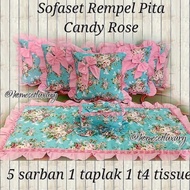 Sofa set sarung bantal sofa shabby candy rose rempel polos