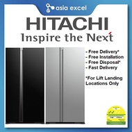 HITACHI R-S700PMS0 595L GLASS BLACK/GLASS SILVER SIDE BY SIDE REFRIGERATOR