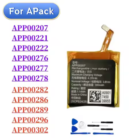 Battery For Apack APP00296 For Fossil Gen 5 /Fossil Julianna HR FTW6035 APP00207 APP00278 APP00221 A