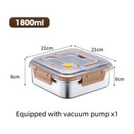 1800/2800mL 316 Stainless Steel Vacuum Preservation Box for Food Refrigeration Heating Cake Preforms