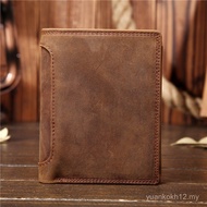 Dompet Kulit Asli Lelaki 566, Dompet Kulit Crazy Horse, Dompet Kulit Lembu Lapisan Atas yang Bergaya