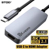 STOD HDMI to Type C Adapter USB C HDMI 2.1 Cable Extender Thunderbolt 4 Video Converter USBC Projector 8K 60Hz 4K 120Hz 2K 144Hz 1080P for MacBook iPad Air Samsung S21 S10 Dex Thunderbolt 3 Kvm USB4 USB 3.1 Type C Display Port Laptop Phone to TV Monitor