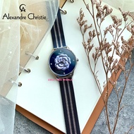 [Original]Alexandre Christie 2723 LHBTUBU Elegance Women's Watch with 3D Blue Flower Dial Blue and Silver Stainless Stee