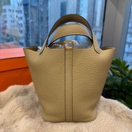 HERMES picotin18 風衣灰金扣 stamp k