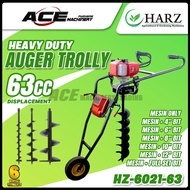 HARZ Earth Auger 63CC Machine With Auger Trolley Wheel / Mesin Drill Tanah - HZ6021 ( HEAVY DUTY )