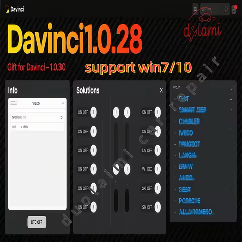 2025 hotselling davinci 1.0.28 Software Support Win 7/10/11 davinci 1.0.30 Work on KESS/KTAG 3 sold