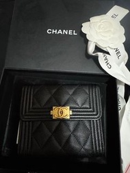 Chanel Boy Wallet 黑金荔枝紋錢包