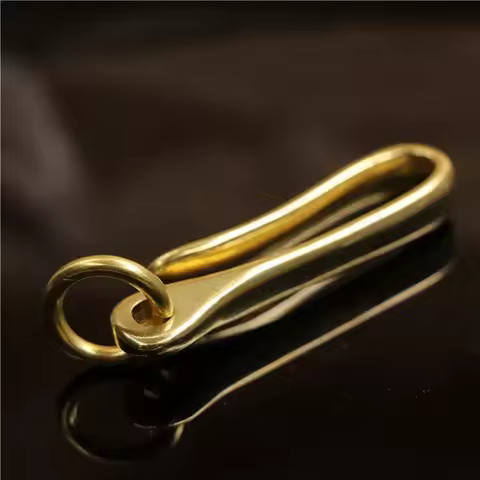 4pcs Solid Brass Belt U Hook Keychain Key Ring Wallet Fob Clip Retro Vintage Fish Hook with O ring 3