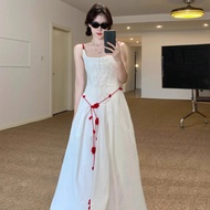 Thắt lưng đỏ dài dải thắt eo nữ phong cách Bohemian thắt lưng cotton dệt thủ công trang trí cho lễ h