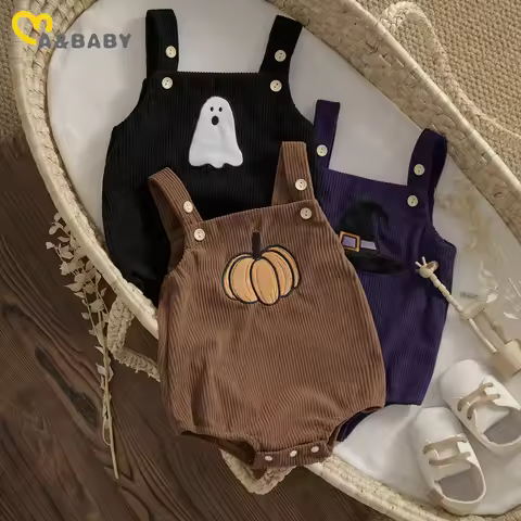 ma&baby 0-18M 1st Halloween Baby Costumes Newborn Infant Boy Girl Pumpkin Ghost Print Jumpsuit Cordu