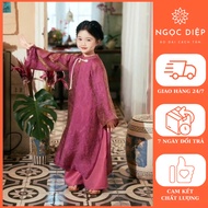 CAT TUONG girls' ao dai set, CNY ao dai, modern ao dai for children CNY 2026 - black - Ngoc Diep ao 