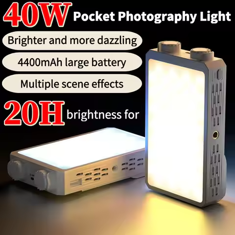 40W LED Camera Light 2800K-9000K Handheld Fill Light 4400mAh Rechargeable Photography Lighting for P