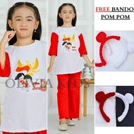 MERAH FREE POM POMBANDO Independence suit for 17 August girls red and white boys' August latest chil