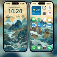 Sg Seller 20Gilded Landscape Scroll4K Ultra-clear Chinese Style Wallpaper for Mobile Phones Android 