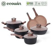 Ecowin 13pcs COCO Nonstick Cookware Set Non Stick Pan Set With Lids Granite Cookware Set Nonstick PF