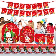 🇸🇬 Ready Stock Christmas Party Disposable Cutlery Tableware Set Utensils Paper Plate Paper Cup BBQ P