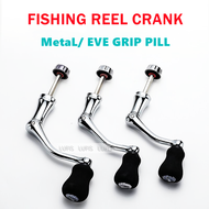 S/M/L Spinning Reel Handle Metal Fishing Spinning Reels Crank Handle Replacement Part with Plastic Rotatable Grip Knob