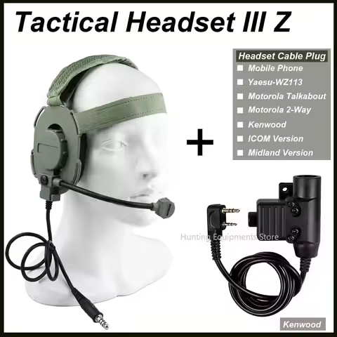 Tactical Shooting Headset III Z Tactical Bowman Elite II CS Headphone U94 PTT For Kenwood Baofeng UV