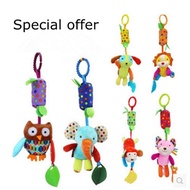Baby Rattles &amp; Mobiles with Teether baby toys dog/Elephant/owl/monkey/lion/Cat animals dolls Strolle