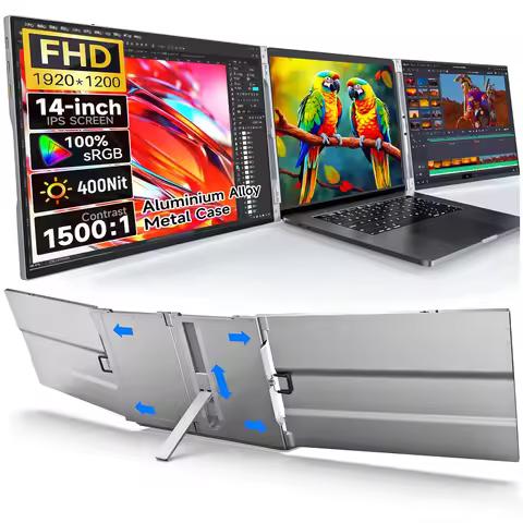 XIANWEI Portable Triple Monitor 14/15 inch Office Double Travel Dual Gaming Folding Extended Display