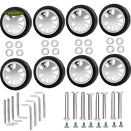8pcs Luggage Wheels Replacement Kit,Dia 2in/50mm Thick 0.47in/12mm Resistant Rubber Mute Caster Repl