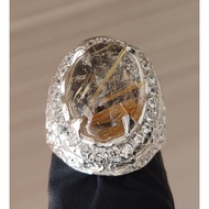 Cincin Lelaki Perak925 Batu Jarum Emas Asli