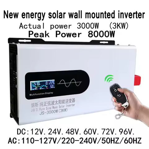 Pure Sine Wave Inverter 220V Portable Power Bank Solar 8000W 3000W DC 12V 24V 48V 60V 72V 96V To AC 