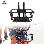 SONONIA Front Basket in Metal Wire for Bicycle, with Universal Hooks for Folding Bicycles, 9.8 X 9.8