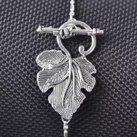 5 sets 37x23mm Grape Leaf Tibetan Silver Color Metal Clasps Hooks Connectors for Necklace Bracelet J