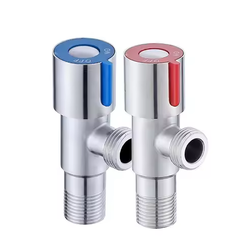 2 Pcs 304 Stainless Steel Triangle Valve DN15 Toilet Octagonal Water Stop Valve Water Heater Hot and