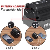 Adapter LED Lamp Flashlight USB Mobile Phone Charger For Makita/HongSong/BoDa/FoGo 18V Li-ion Battery Power Bank Lomvum Tool