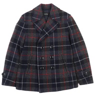 【5積分】成色極佳 △ BURBERRY BLACK LABEL羊毛格紋 Logo 紐帶絎縫短款大衣 豌豆大衣 炭灰色 M碼 日本製造 正品 男士