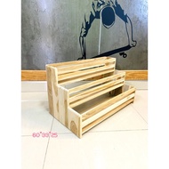 เวียงสักงาม แพร่ 3ชั้นวางขวดเครื่องปรุงขนาดใหญ่ งานดิบ ขนาด35*60สูง25cm ชั้นวางขวดไซรัป งานไม้สักแท้