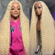 30 Inch 613 13x4 Lace Front Wig Human Hair 200 Density Blonde Wig Human Hair Blonde Deep Wave Wig Hu