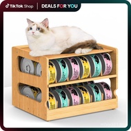 Can Organizer for Pantry, Bamboo Pantry Organizer, 2 Tier Stackable Can Storage Rack Ideal for 36 Hu