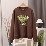 New!Coach秋冬新品情侶款時尚休閒運動印花+刺繡氣質倒三角圓領衛衣，男女同款，超靚勁抵！