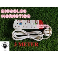 BIGSALES 3 Way x 3 Meter Extension Wire Trailing Socket