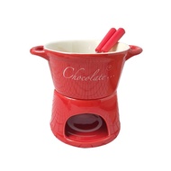 Chocolate Fondue Set Ceramic Hightea Serving Fondue Pot Mini Cheese Fondue With Knife Candle Warmer Chocolate Pot VISMOORE