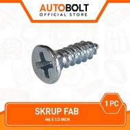 1 PC FAB Screw M6 x 1/ 2 inch Screw Bolt Bolt Screw Self Tapping Harden Flat Headphillips F+ AB 6mm 