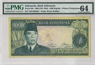Uang Kuno 1960 Soekarno 1000 Rupiah PMG 64  | Wmk Water Buffalo
