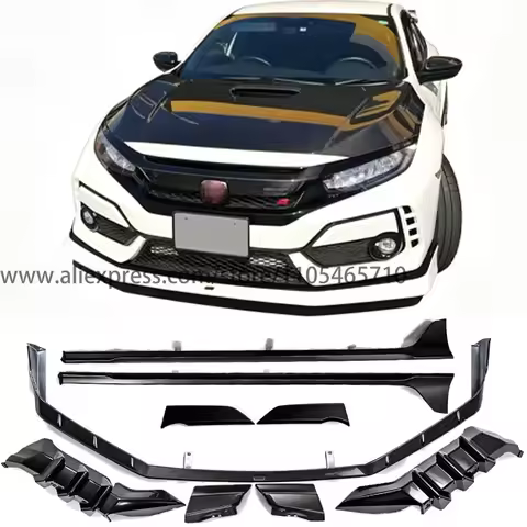 For Honda Civic Type R FK8 2017-2019 ABS M-Style Front Lip Side Garnish Rear Under Spoiler Body Kit