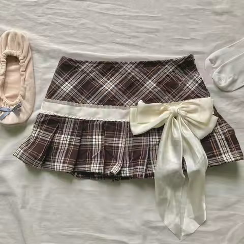 Vintage K-Sweet Y2K Skirt Harajuku Grid print Unique Rock Goth Mini Skirt Streetwear Hip Hop Unique 