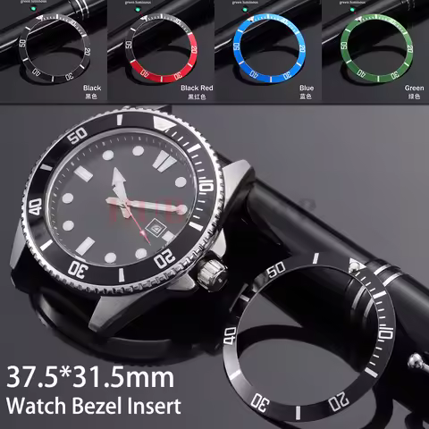 37.5*31mm for Rolex Submariner Water Ghost Flat Luminous Ceramic Alloy Watch Bezel Insert Watch Case