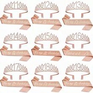 2pcs/Set Birthday Sash And Tiara For Women Including Birthday Crown,It's My Birthday 11th 12th 13th 