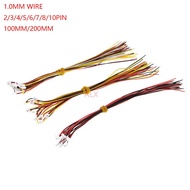10PCS 100MM/200MM SH 1.0 2/3/4/5/6/7/8/9/10 pin female plug connector with wire 1.0MM 2p/3p/4p/5p/6p